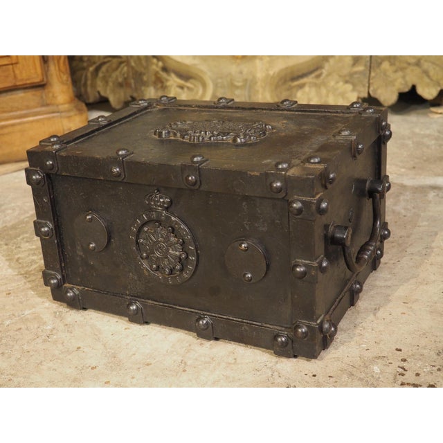 Heavy Antique Bauche Cast Iron Safe From Northeastern France, Circa 1870 For Sale - Image 12 of 16