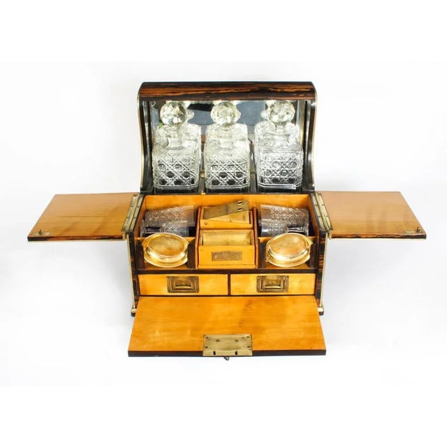 Antique Victoran Coromandel with Three Crystal Decanter, 1870 For Sale - Image 6 of 18