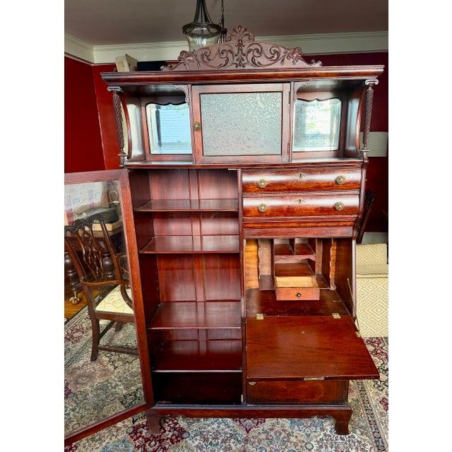 Wood American Late Victorian Secretary/Display-Case Combination Circa 1895-1910 For Sale - Image 7 of 9