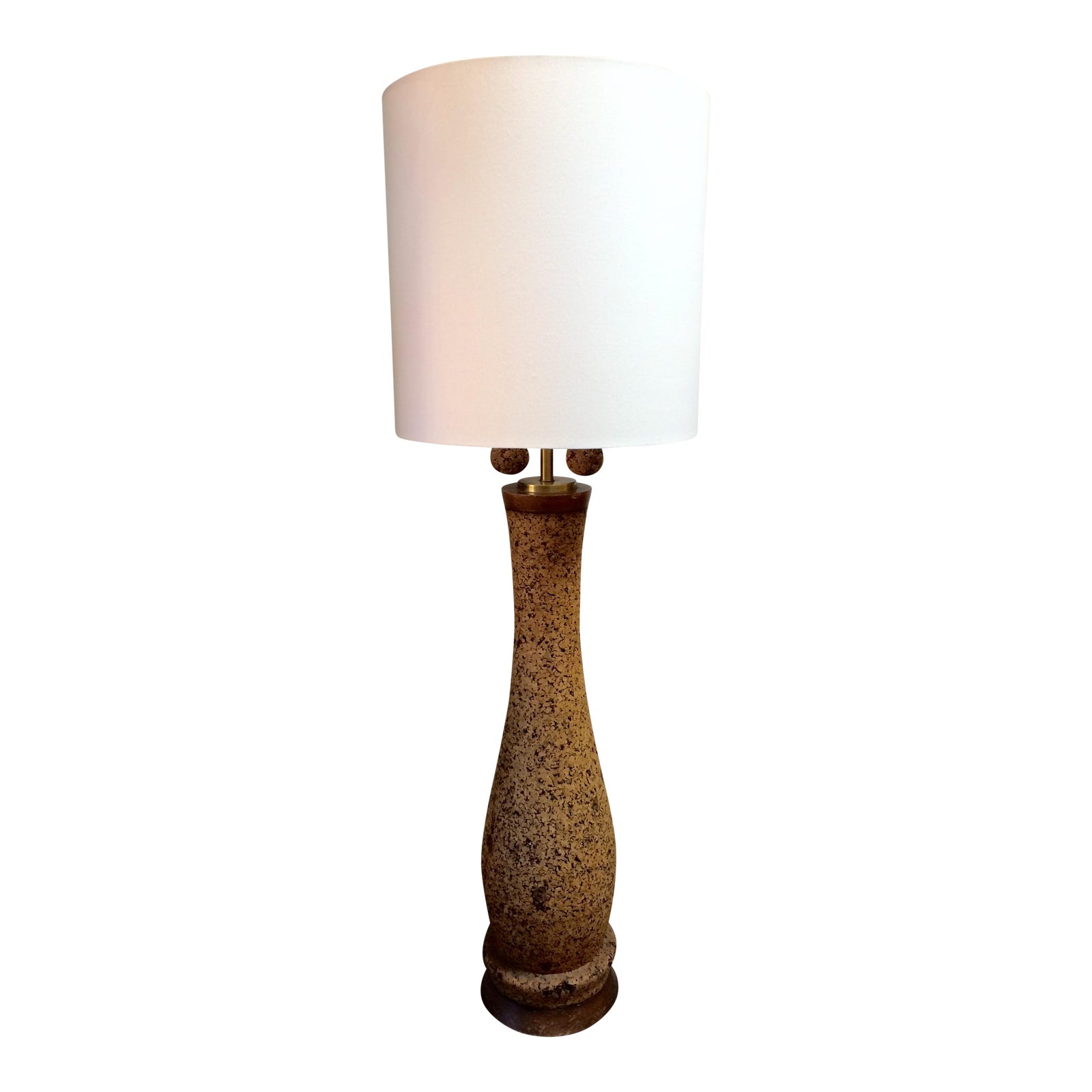 MidCentury Cork Floor Lamp With Linen Shade Chairish