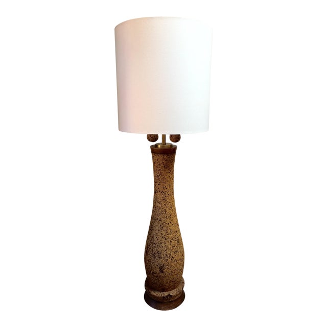 MidCentury Cork Floor Lamp With Linen Shade Chairish