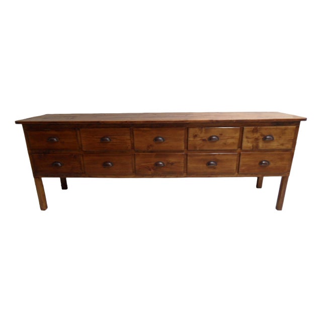 Vintage Shop Display Cabinet in Pine with 10 Drawers, 1930s For Sale