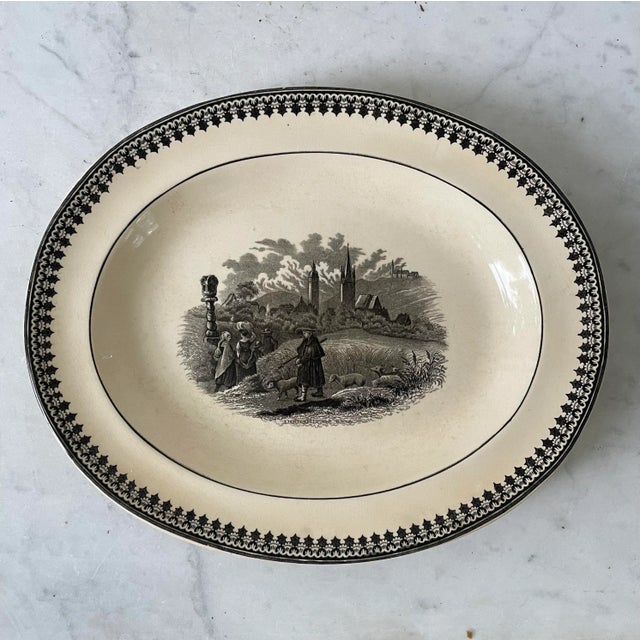 Rare antique Old abbey ware platter by Villeroy & Boch Germany. Beautiful condition late 19th century.