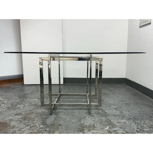 2020s Contemporary Glass Dining Table + Eight White Leatherette Dining Chairs, Set of Nine For Sale - Image 5 of 12