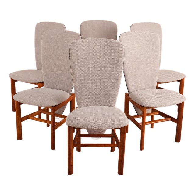 Vintage Set of 6 Skovby Møbelfabrik High Back Teak Dining Chairs, 1960s For Sale