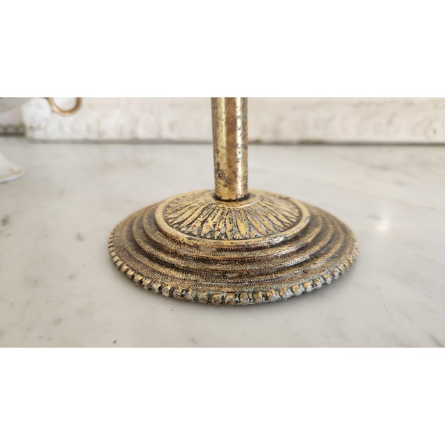 French Provincial 1960s Hollywood Regency Brass Double-Arm Guest Towel Stand For Sale - Image 3 of 18
