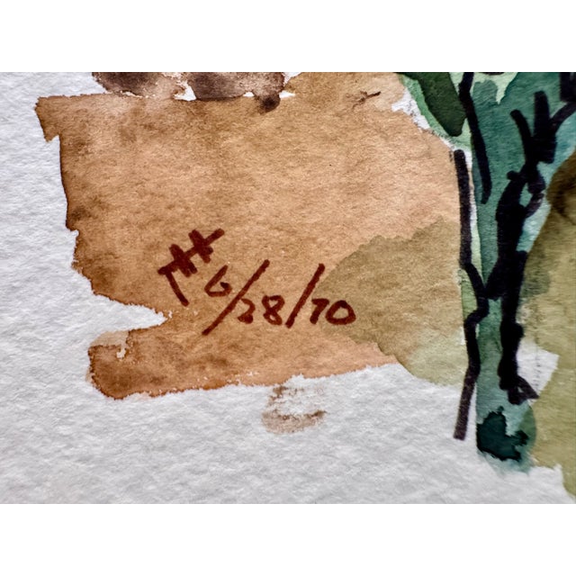 1970s Henry Emil Salloch Original Watercolor on Paper San Gimignano, Italy. 1970. For Sale - Image 5 of 7