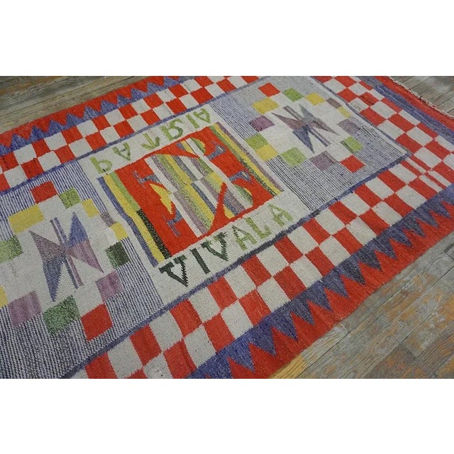 1900s Purple Lavender Antique Mexico Navajo Rio Grande Carpet 5' X8'7" Flatweave Wool Rug For Sale - Image 11 of 15