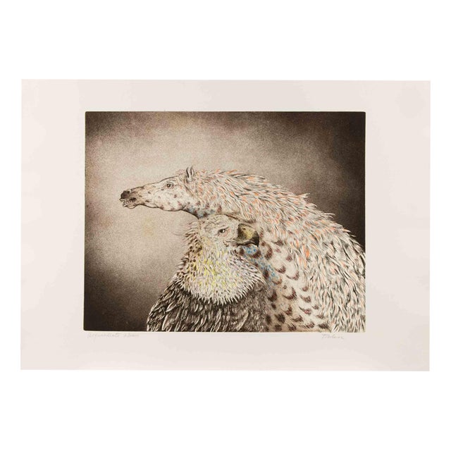 Benito Trolese, Eagle and Horse, Etching, 1990s For Sale