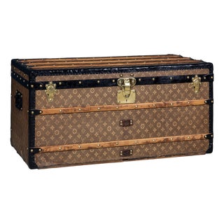 Antique French Trunk in Woven Canvas from Louis Vuitton, 1900 For Sale
