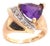 14 Karat Yellow Gold Fashion Ring With Amethyst and Round Diamond, Size 5 For Sale