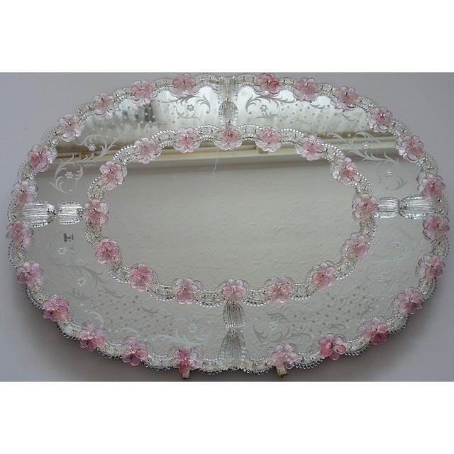 Murano Glass Floral Mirror, 1950s, in Very Good conditions. Designed 1950 to 1959 I have official proof of authenticity...