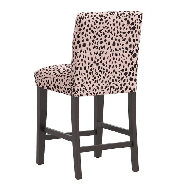 Spritely Home Chelsea Counter Stool in Pink Black Washed Cheetah For Sale - Image 4 of 8