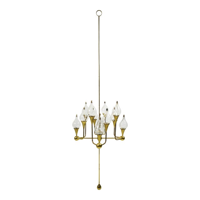 Mid-Century 12-Arm Brass Oil Candelabra by Freddie Andersen For Sale