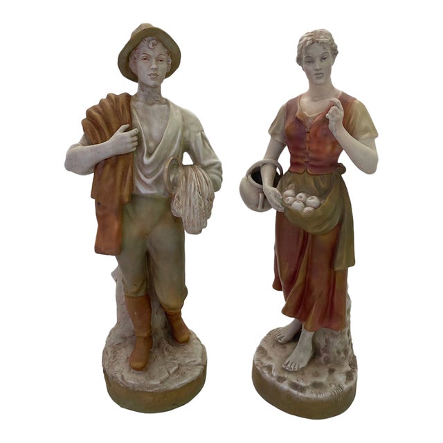 Royal Dux Porcelain Harvest Figurines — A Pair For Sale
