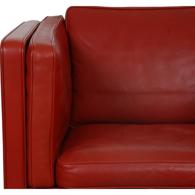2334 Lounge Chair in Red Leather by Børge Mogensen, 2000s For Sale - Image 9 of 18