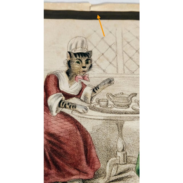 Cream Vintage Victorian Cat Kitty Anamorphic Ephemera Bookplates Unframed For Sale - Image 8 of 10