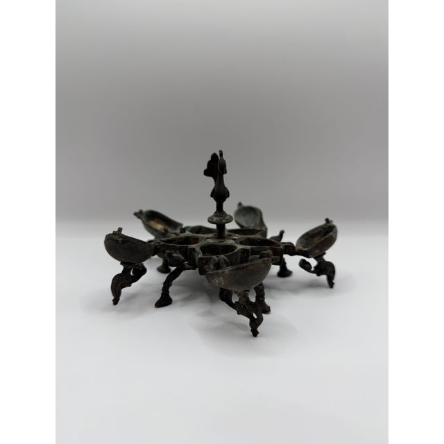 Antique Indian Kumkum Box in Cast Brass | Multi-Lidded Ritual Container For Sale In Philadelphia - Image 6 of 7