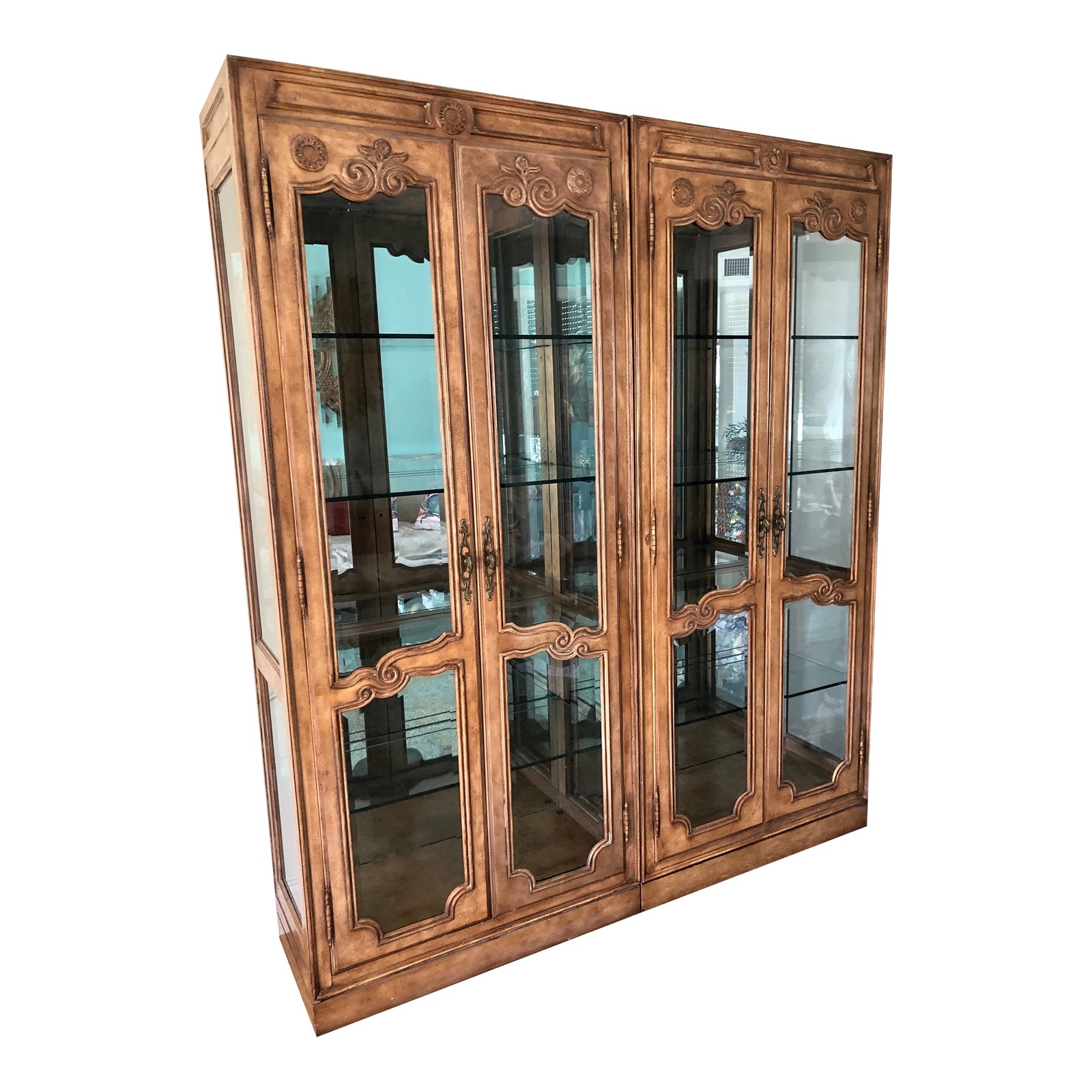 Pair of 1982 Drexel Heritage “Old Continent” Lighted Étagères From