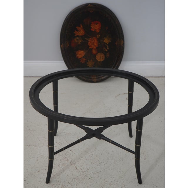 Vintage Black and Gold Toleware Tray Top Table For Sale - Image 15 of 16
