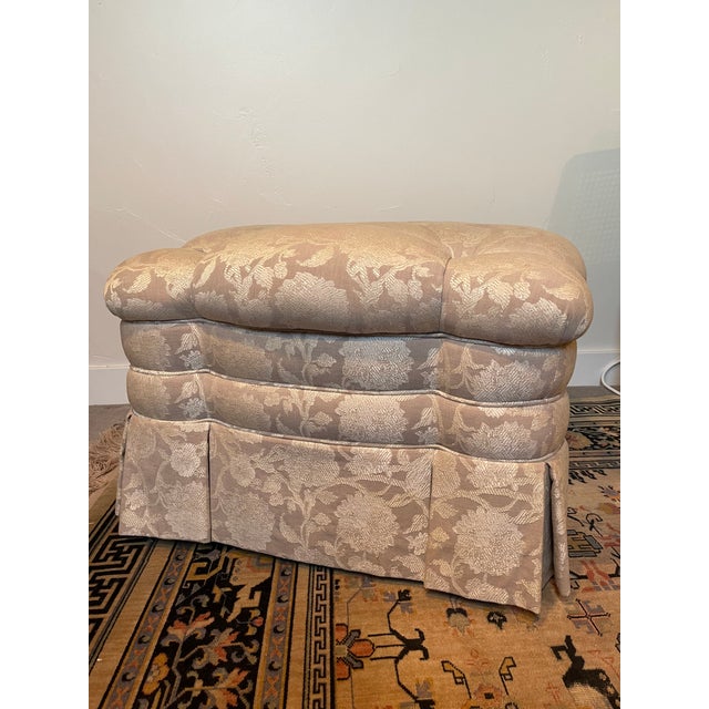 1990s Tufted Ottoman With Skirt - Robert Allen Upholstery For Sale - Image 13 of 13