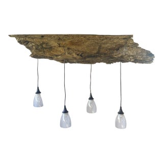 Hand Crafted Driftwood Beam Pendant Light Chandelier Found in Outer Banks, Nc For Sale