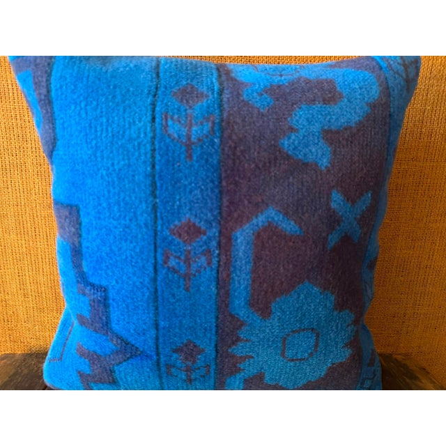 Blue Vintage Turkish Wool Medallion Pillow For Sale - Image 8 of 12
