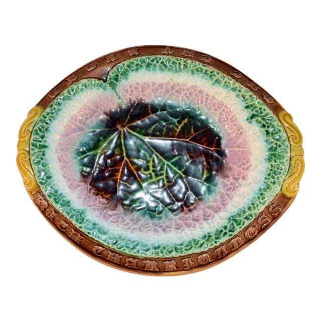 19th C Majolica Bread Tray For Sale