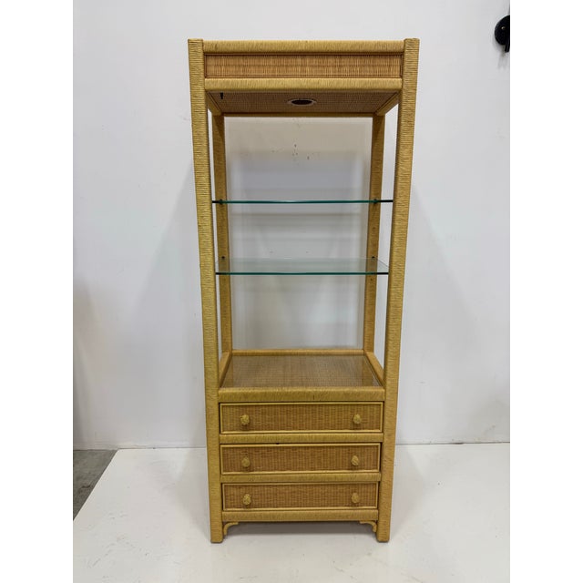 Mid-Century Modern 1980s Mid Century Henry Link Wicker Etagere With Storage For Sale - Image 3 of 12