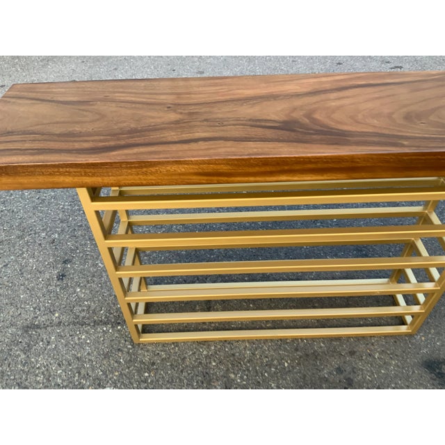 Mid-Century Modern Mid Century Style Walnut Console With Iron Base For Sale - Image 3 of 7