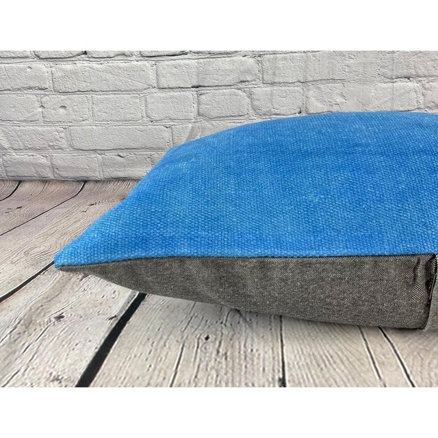 16 x 24 Hemp Pillow Turkish Cushion Natural Blue Pillow Cushion Cover For Sale - Image 4 of 4