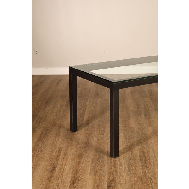 Mitchell Gold + Bob Williams Mitchell Gold + Bob Williams Modern Parsons Style Glass Top Dining Table For Sale - Image 4 of 18