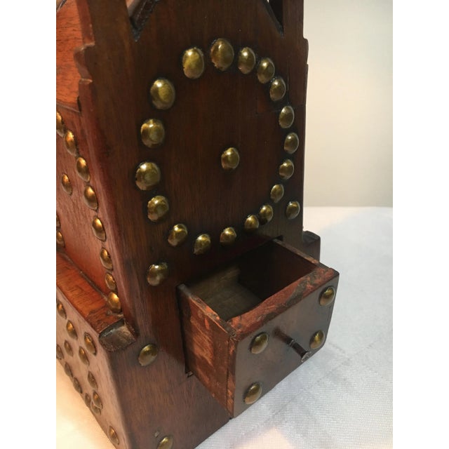 19th Century Folk Art Wooden and Brass Pocket Watch Holder For Sale In Los Angeles - Image 6 of 12