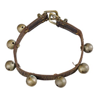 Antique Leather Strap With Seven Brass Bells, Switzerland Ca. 1900s For Sale