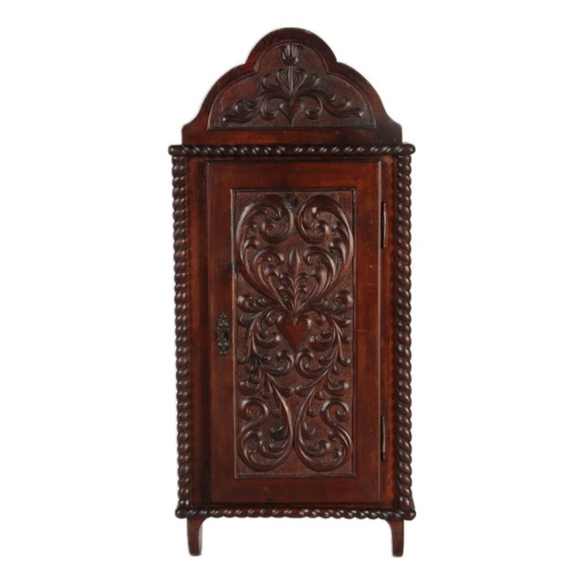 Antique Walnut Wall Cabinet, 1900 For Sale