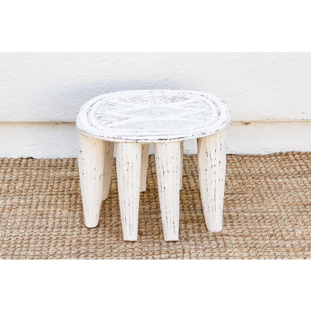 1950s Hand-Carved Chalky White African Table For Sale - Image 5 of 7