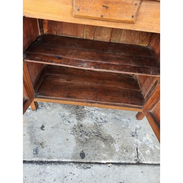 French Country Antique Carved Wood Vanity Dresser With Mirror For Sale - Image 3 of 12