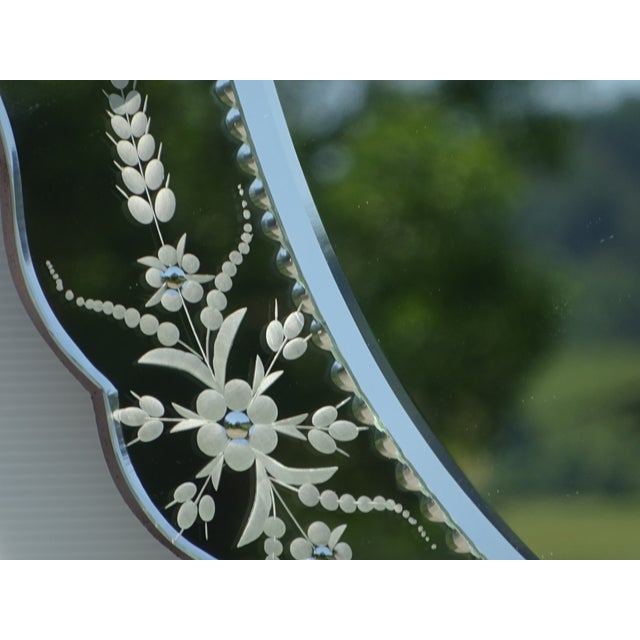 Glass Vintage Venetian Oval Mirror with Pediment, 1950s For Sale - Image 7 of 18