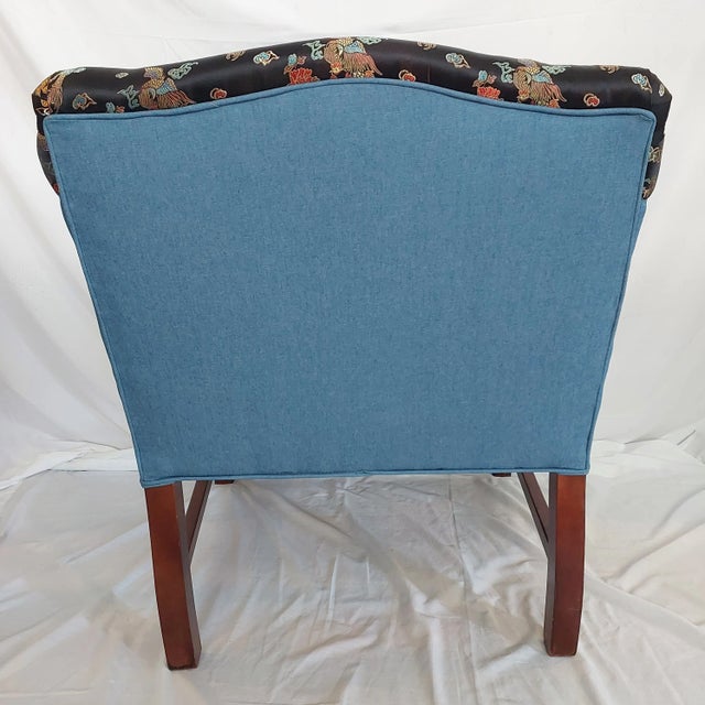 Contemporary Diminutive Chinoiserie Newly Re-Upholstered Chippendale Armchair For Sale - Image 3 of 5