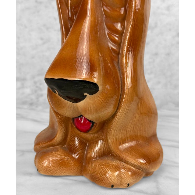 Brown Mid-Century Sad Bloodhound Ceramic Sculpture 11" For Sale - Image 8 of 9