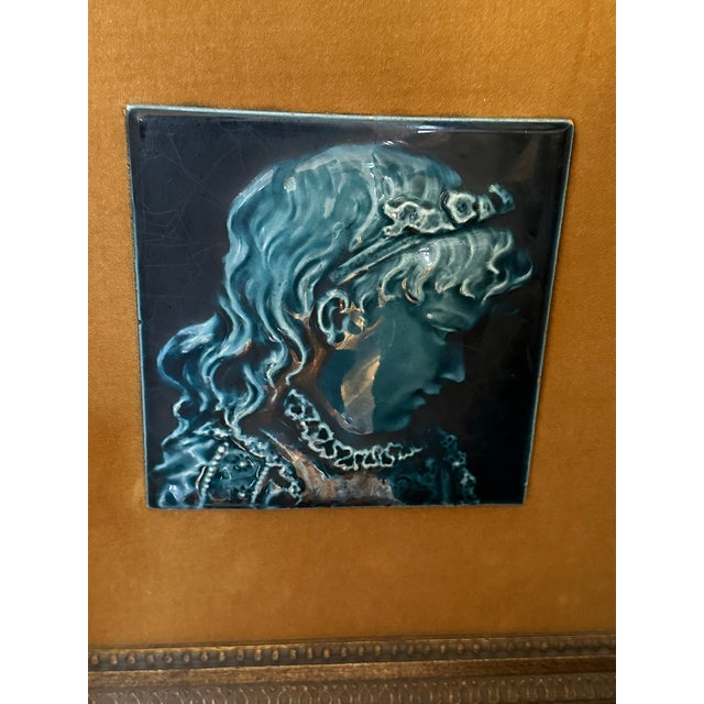 19th C American Pair of Isaac Broome Portrait Tiles – Framed, C. 1885 For Sale - Image 9 of 9
