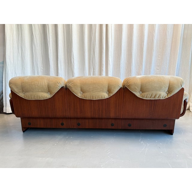 Out-of-this-world mid century velvet 3-seater sofa in a wooden frame attributed to Osvaldo Borsani for Tecno, 1960s,...