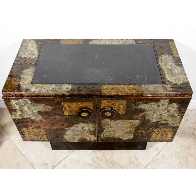 Directional Paul Evans 'PE-32' Patchwork Copper Cabinet with Slate Top for Directional, 1968 For Sale - Image 4 of 10