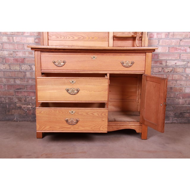 Antique Carved Oak Dresser With Mirror, Circa 1900 Chairish