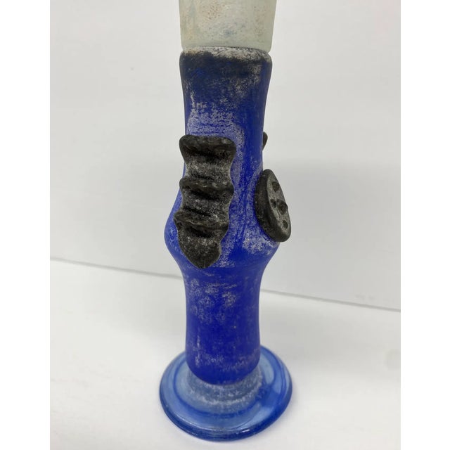 1970s Pate De Verre Art Glass Candlestick For Sale - Image 6 of 9