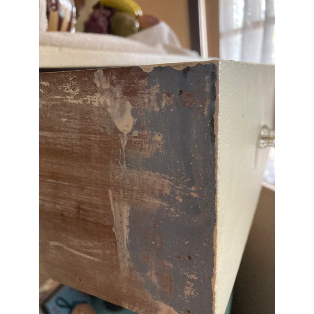 1920s 1920s Antique Distressed White Writing Table Desk With Drawer With Carved Onlays For Sale - Image 5 of 8