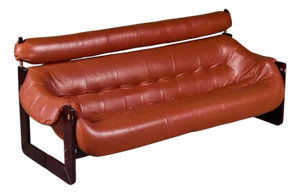 Percival Lafer MP-97 Leather Sofa with Extended Headrest