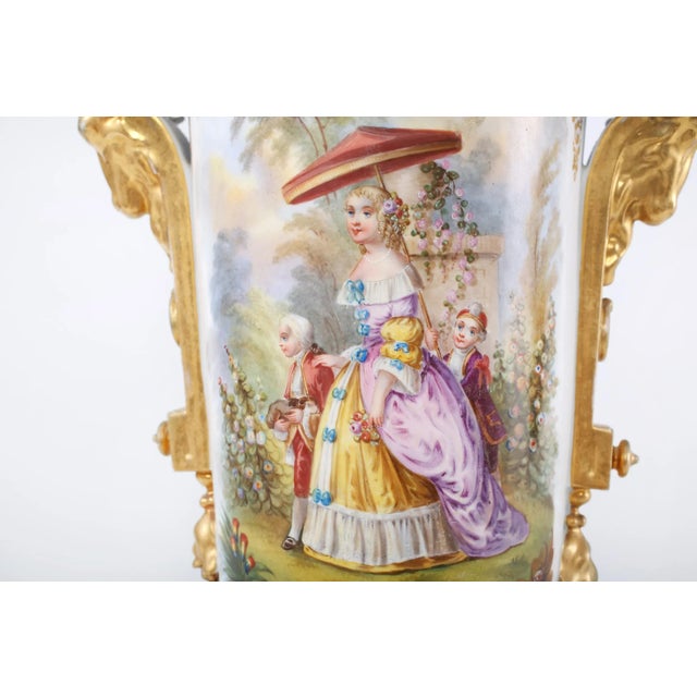 Ink Blue 19th Century Gilt Porcelain Decorative Vases - a Pair For Sale - Image 8 of 13