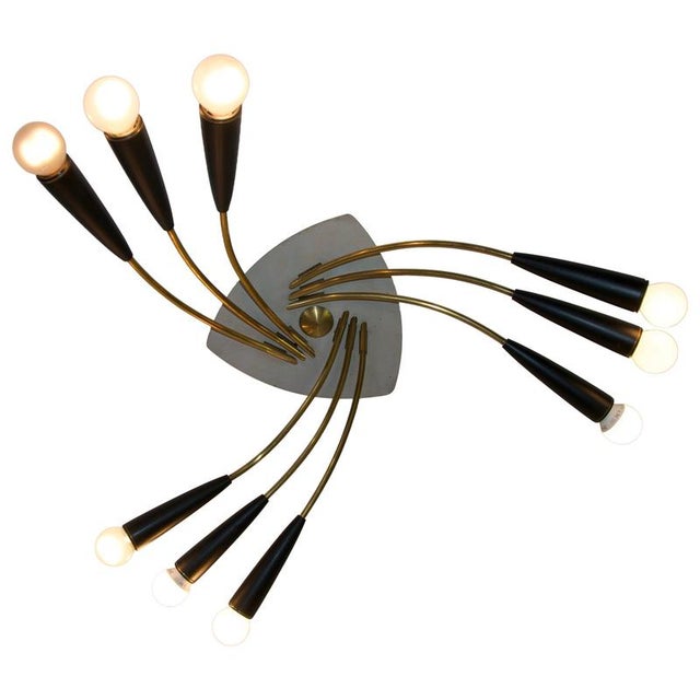 Mid-Century Brass Sputnik Ceiling Lamp, Germany, 1950s For Sale - Image 14 of 14