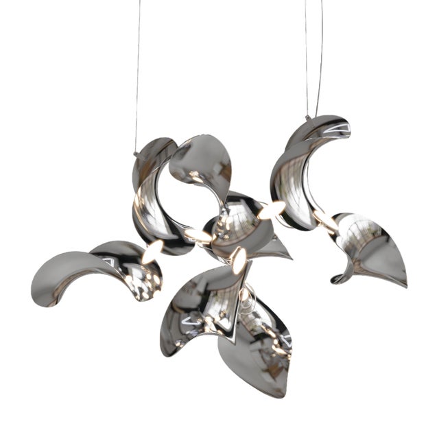 Dune 8 Cluster Pendant Light with Silver Polished Shades by Daniel Becker For Sale